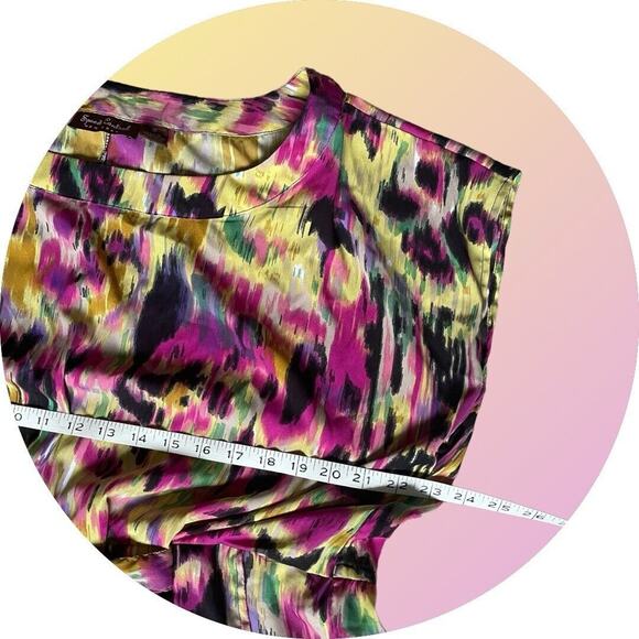 Speed Control Tunic Short Mini Dress Women 3X Plus Yellow Pink Watercolor Print - Picture 6 of 9